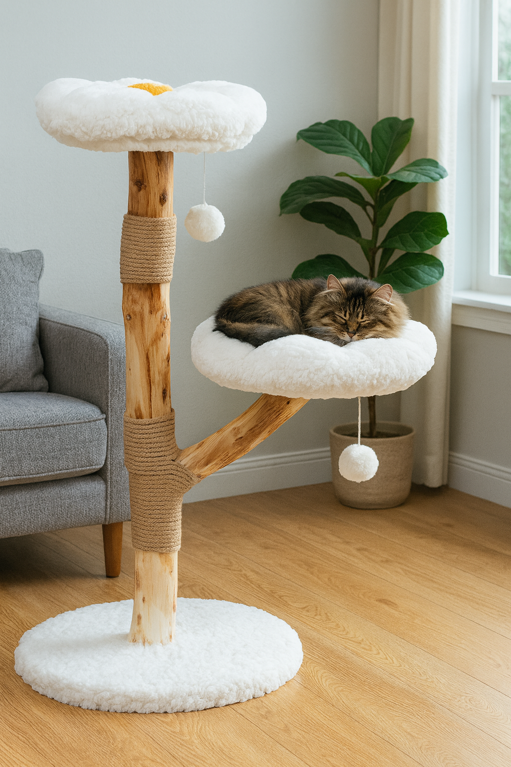 Arbre à chats fleuri