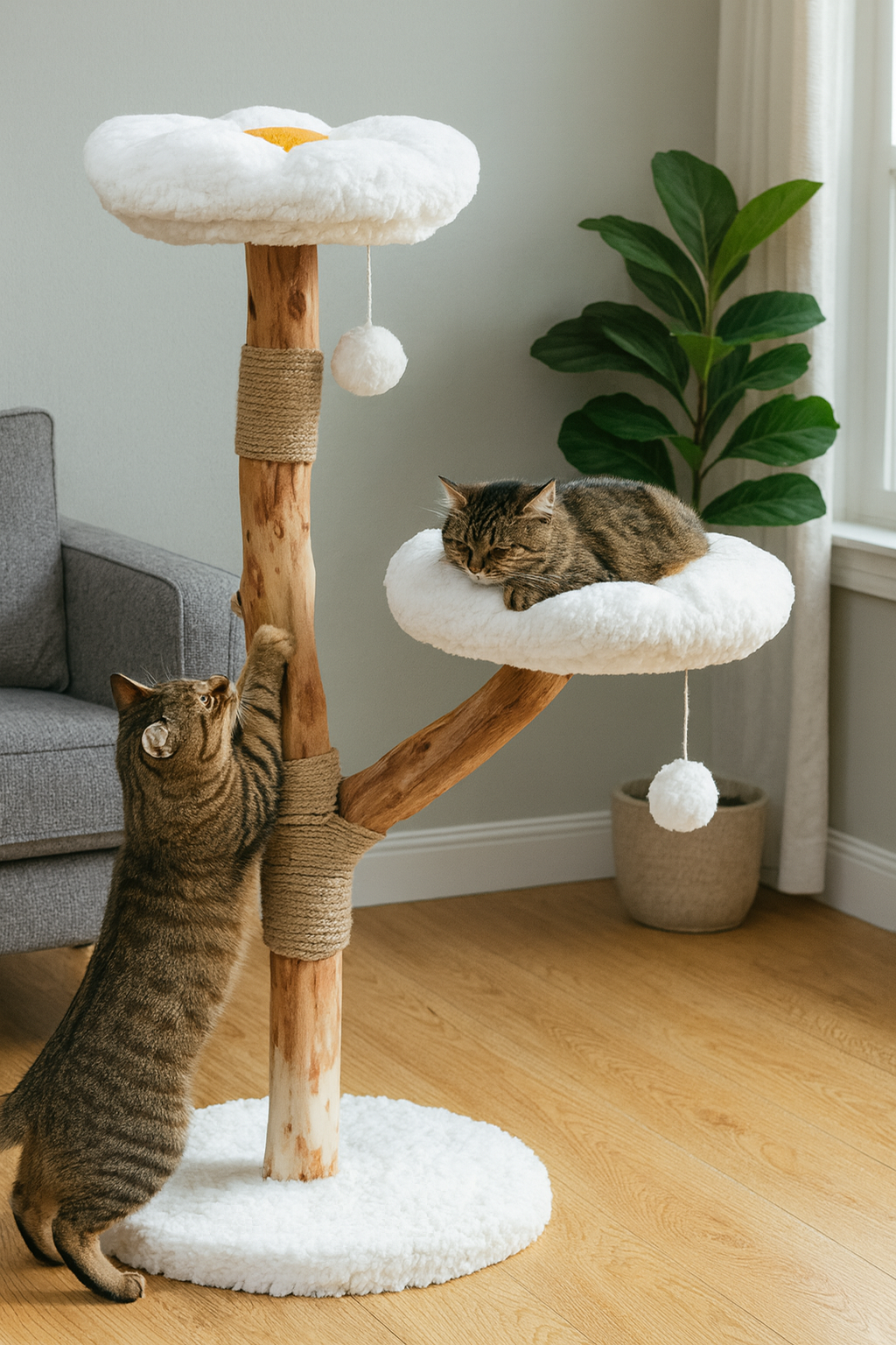 Arbre à chats fleuri
