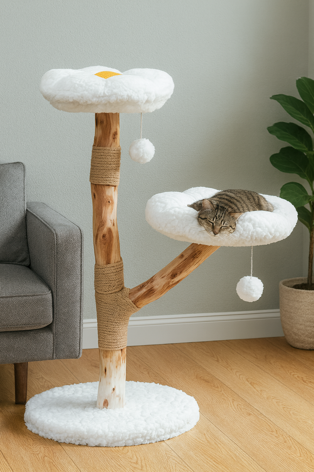 Arbre à chats fleuri