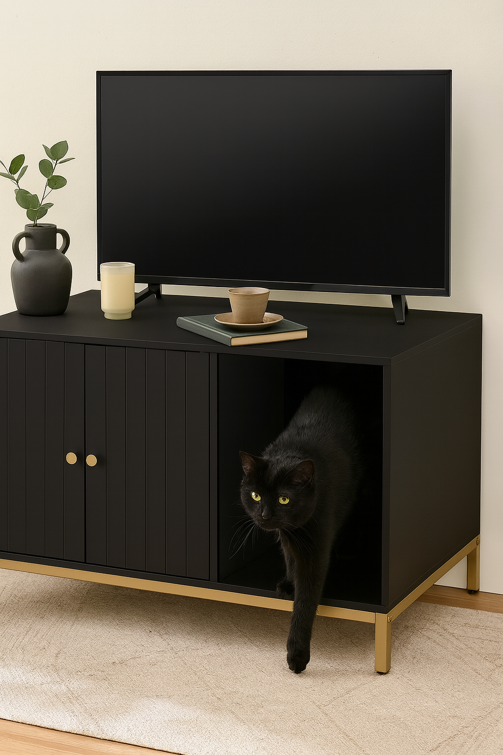 Maison de toilettes pour Chat, Cache-litière, avec Tapis à Griffer