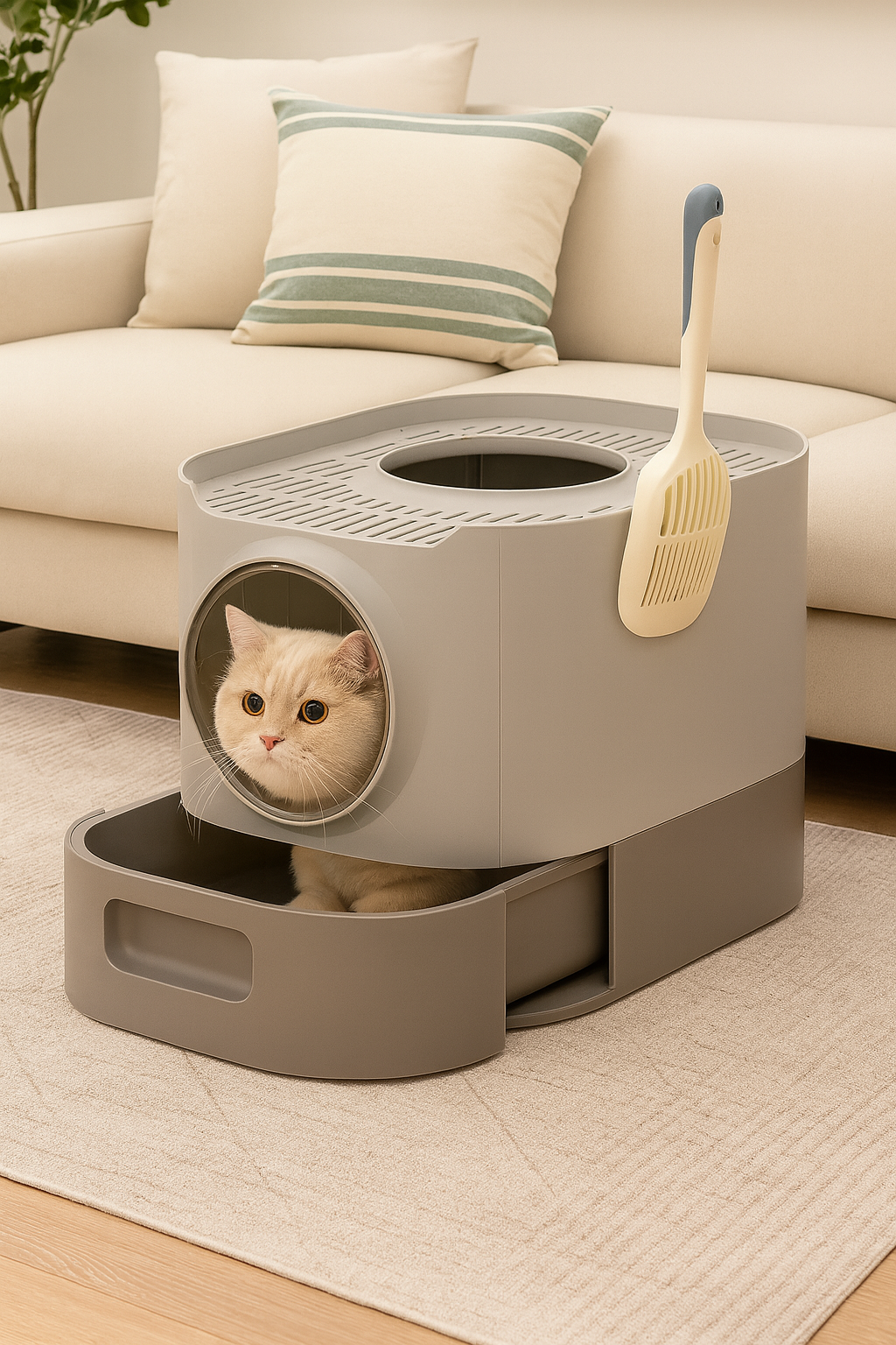 Bac litière pour chat avec couvercle
