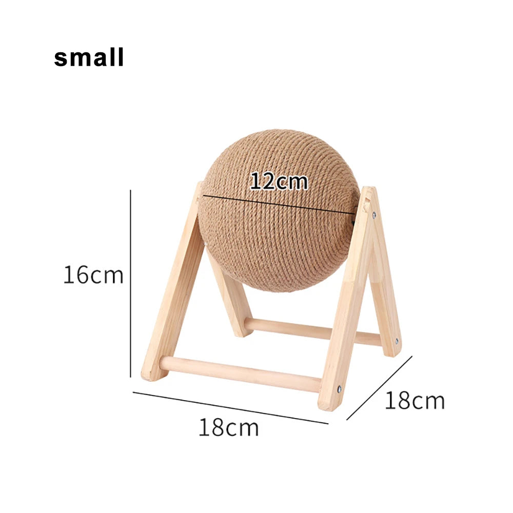 Boule à gratter pour chat support en bois