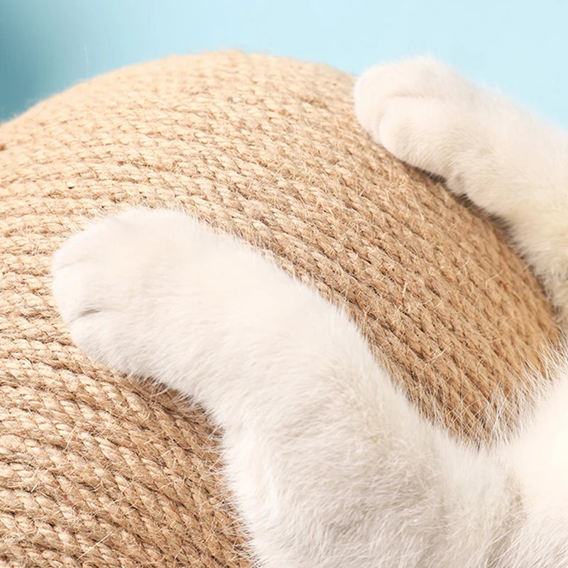 Boule à gratter pour chat support en bois