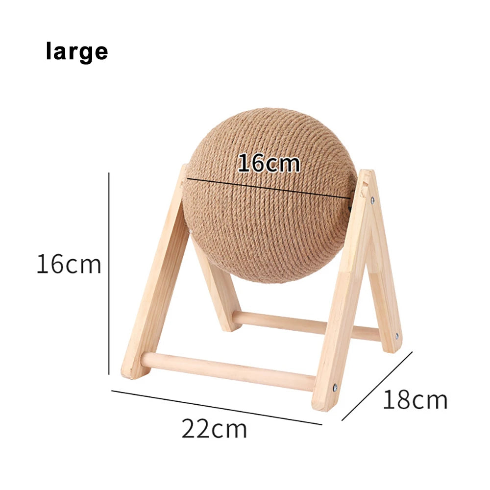 Boule à gratter pour chat support en bois