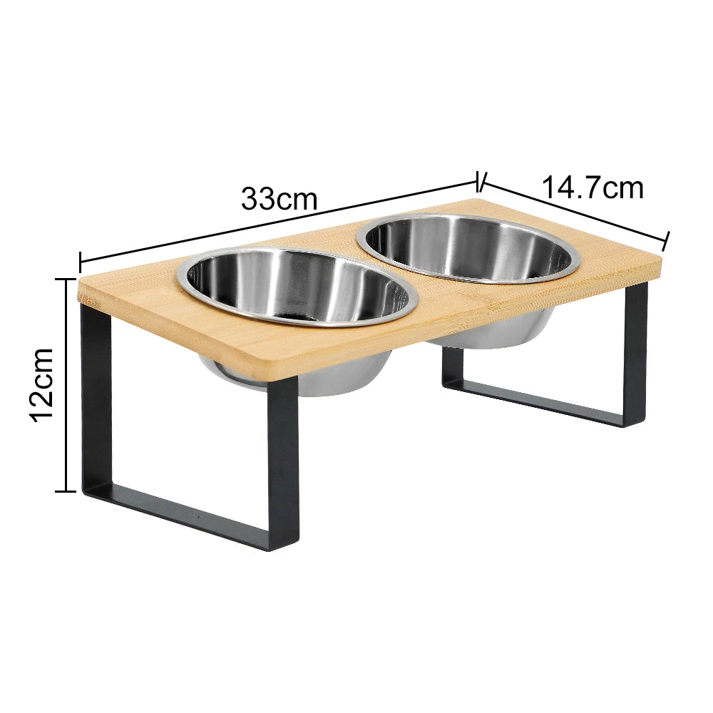 Bols de nourriture pour chat inclinés et surélevés avec support en bois Anti-vomissement