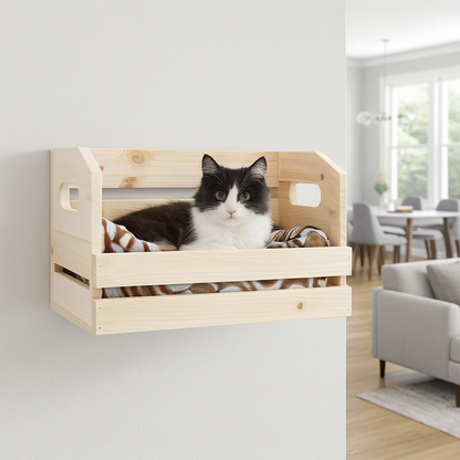 Panier mural en bois pour chat