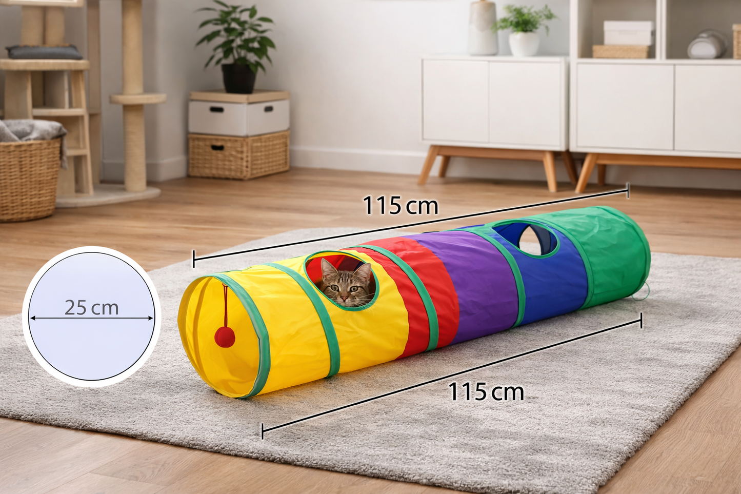 Tunnel pour chat pliable avec balle – Jouet interactif pour chat