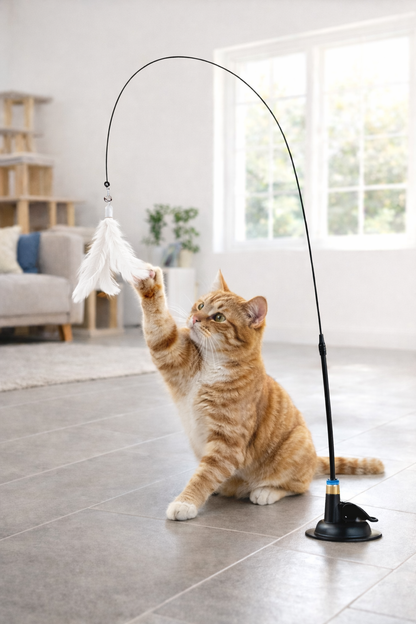 Jouet plume pour chat avec ventouse