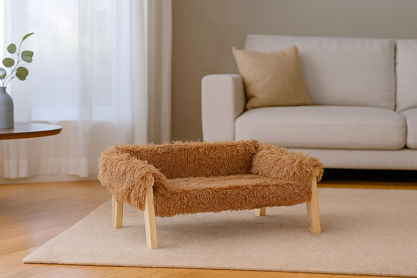 Canapé-lit pour chat en peluche surélevé