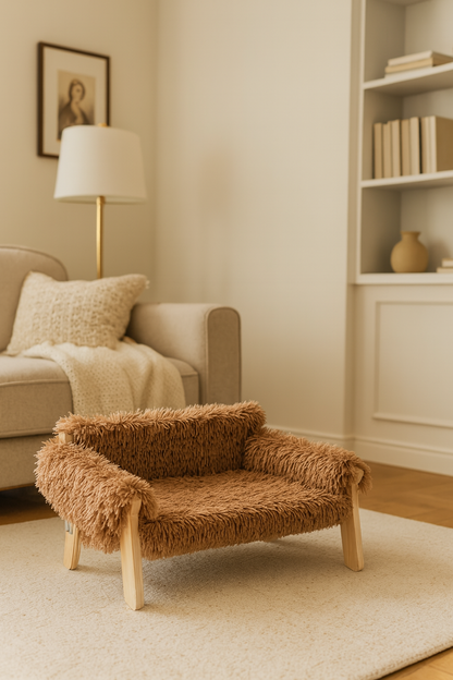 Canapé-lit pour chat en peluche surélevé