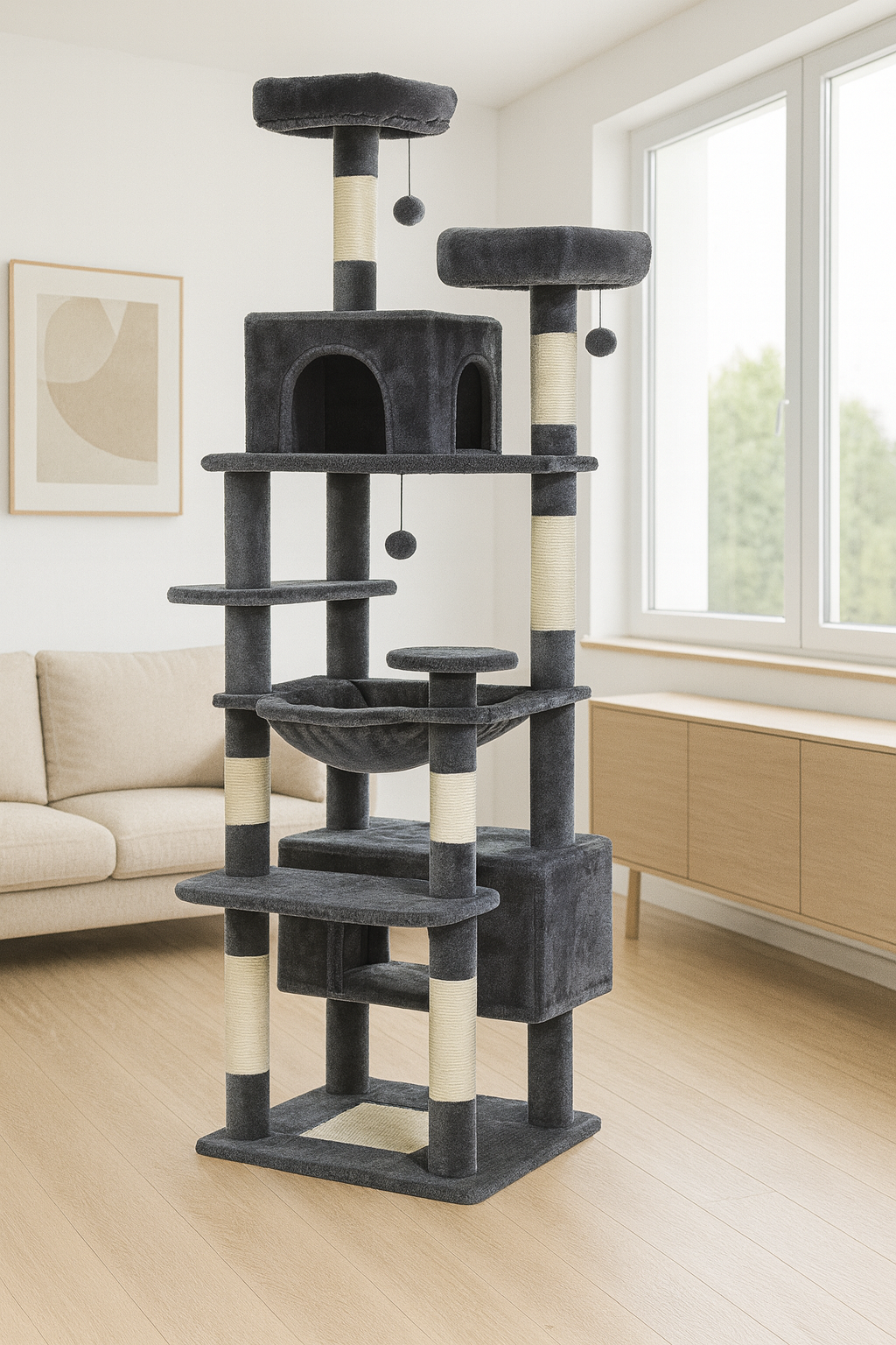 Grand arbre à chats d'intérieur