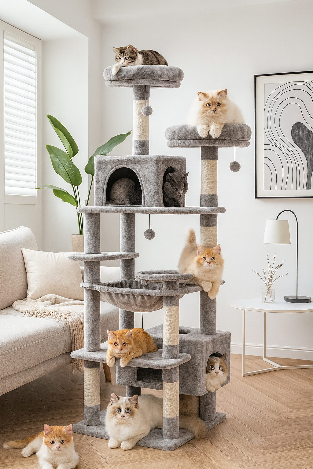 Grand arbre à chats d'intérieur
