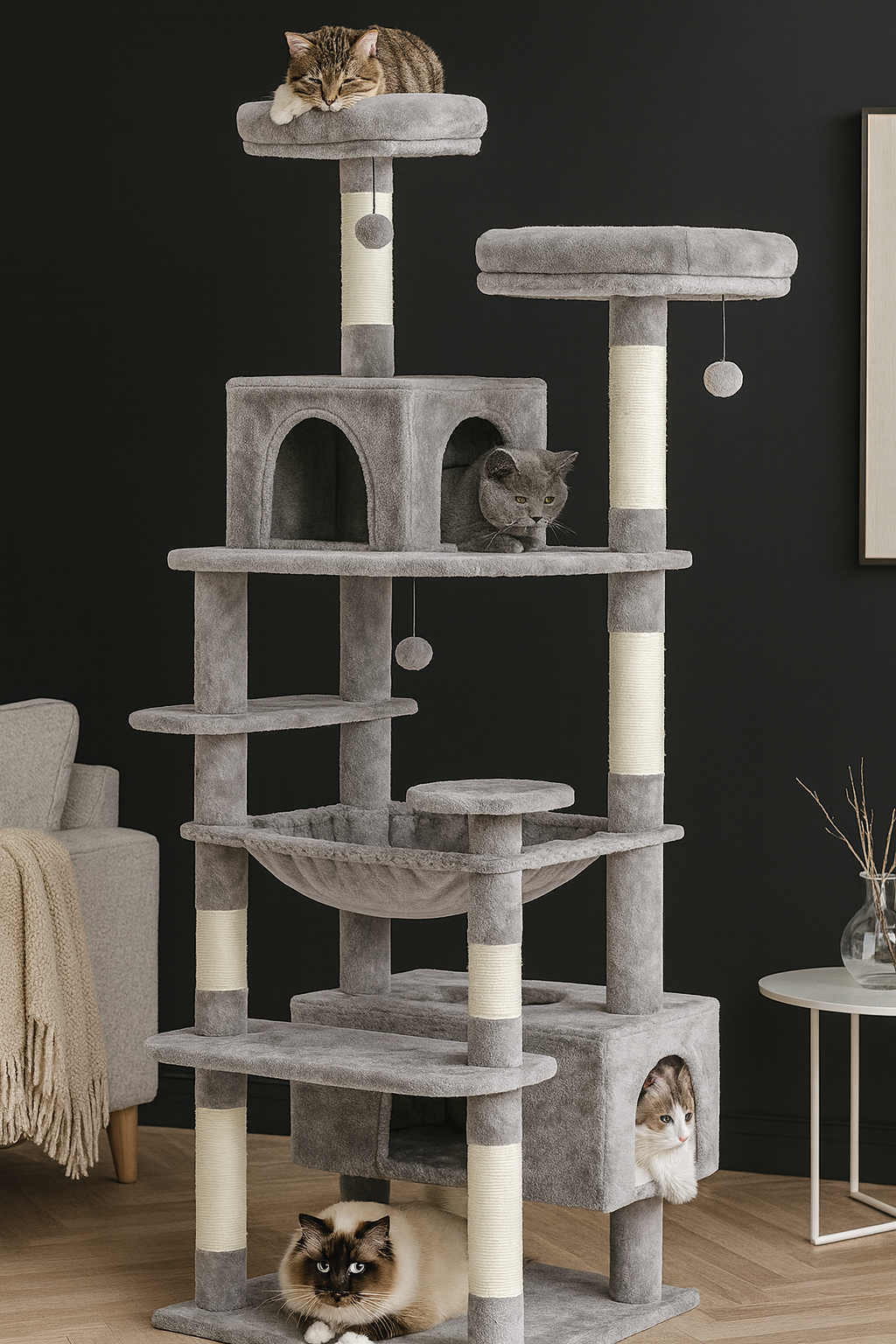 Grand arbre à chats d'intérieur
