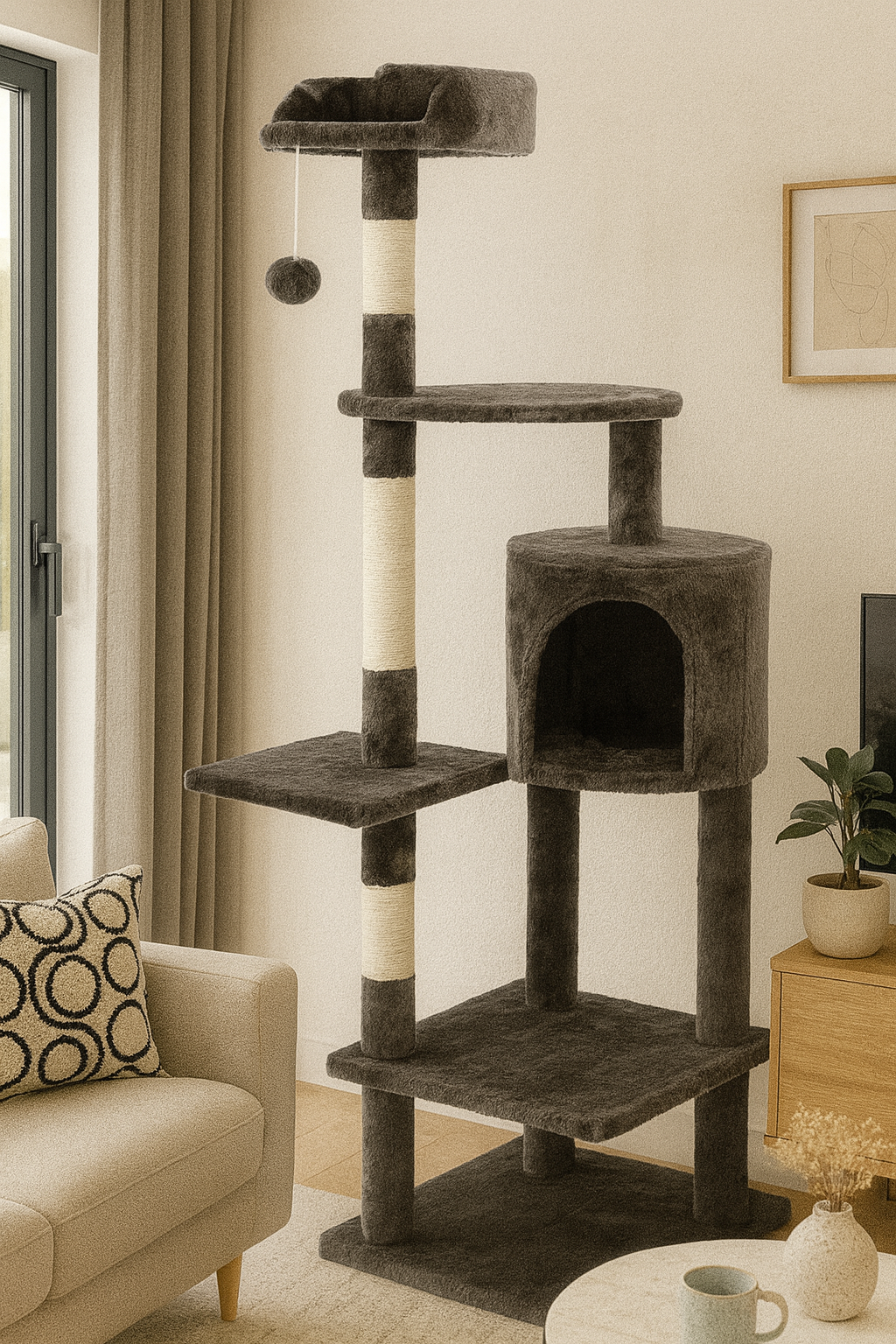 arbre à chat multi niveaux intérieur – perchoirs rembourrés et griffoirs sisal – Arbrochat
