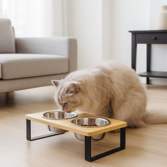 Bols de nourriture pour chat inclinés et surélevés avec support en bois Anti-vomissement