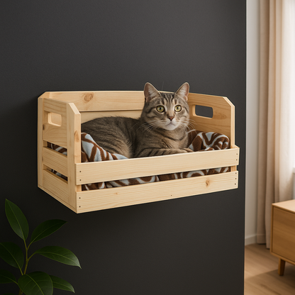 Panier mural en bois pour chat