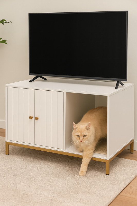 Maison de toilettes pour Chat, Cache-litière, avec Tapis à Griffer