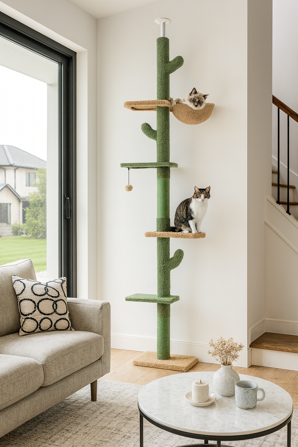 Arbre à chat 5 niveaux sol-plafond façon cactus – Arbrochat